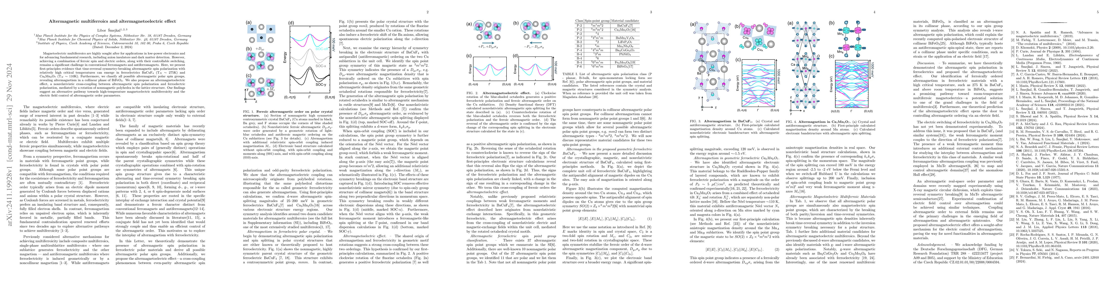 Thumbnail for Altermagnetic multiferroics and altermagnetoelectric effect