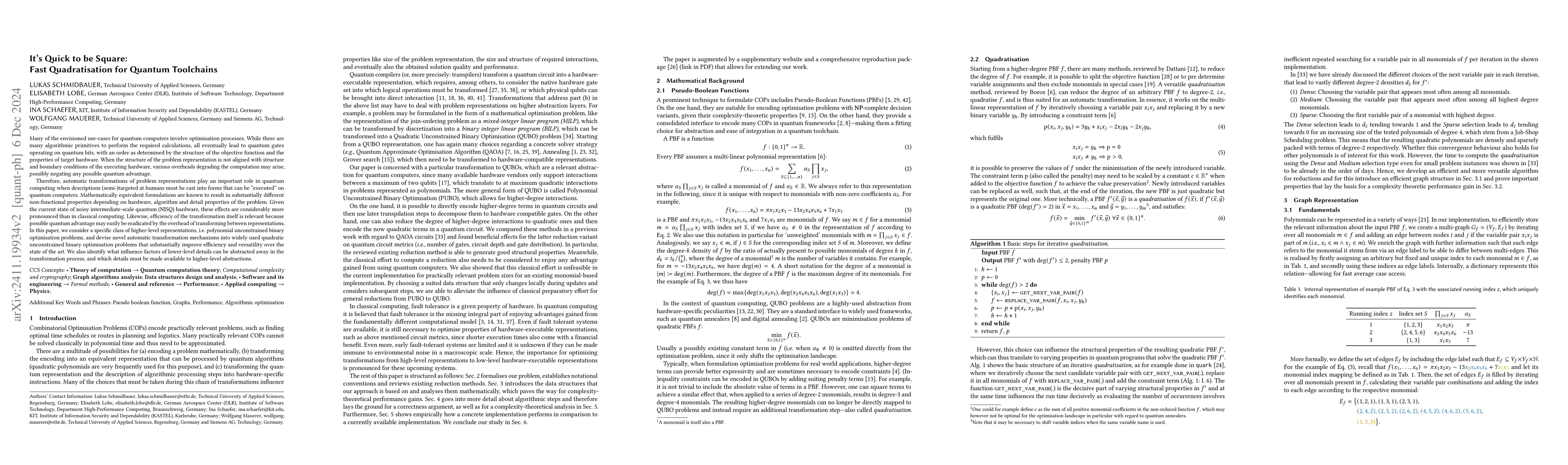 Thumbnail for It's Quick to be Square: Fast Quadratisation for Quantum Toolchains