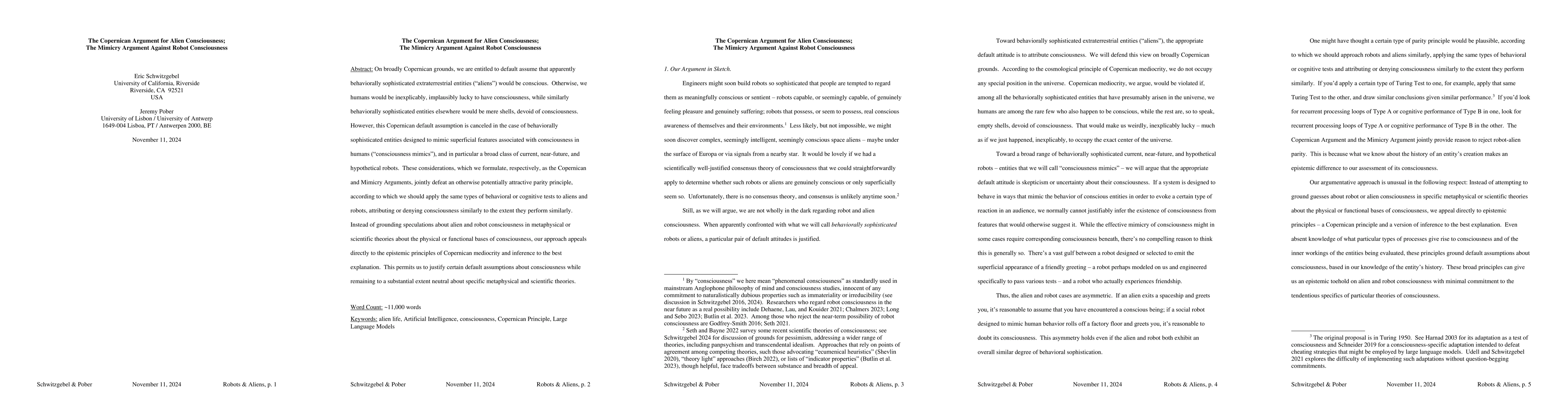 Thumbnail for The Copernican Argument for Alien Consciousness; The Mimicry Argument
  Against Robot Consciousness