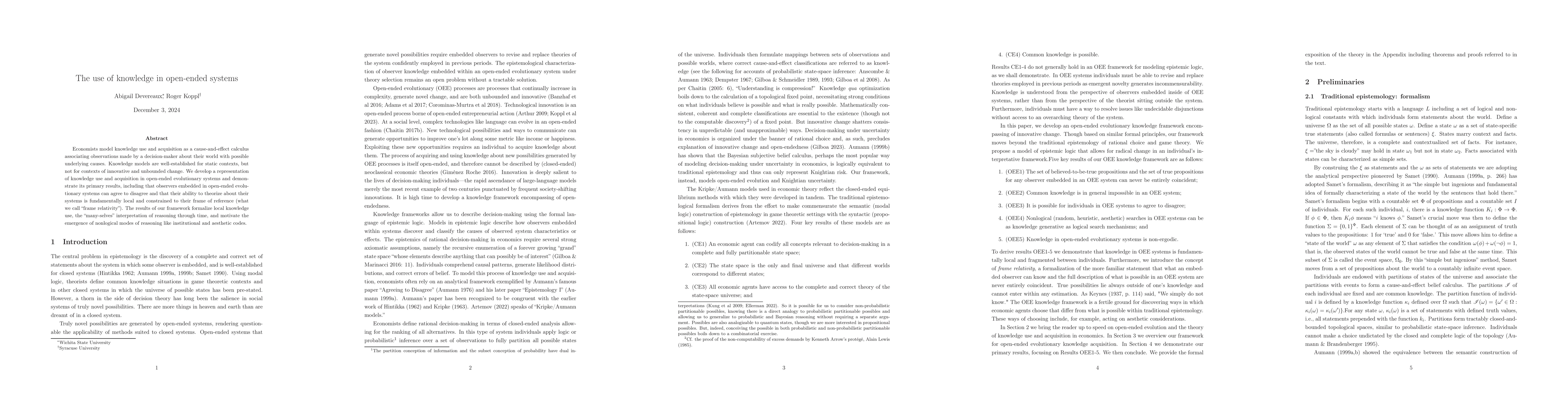 Thumbnail for The use of knowledge in open-ended systems