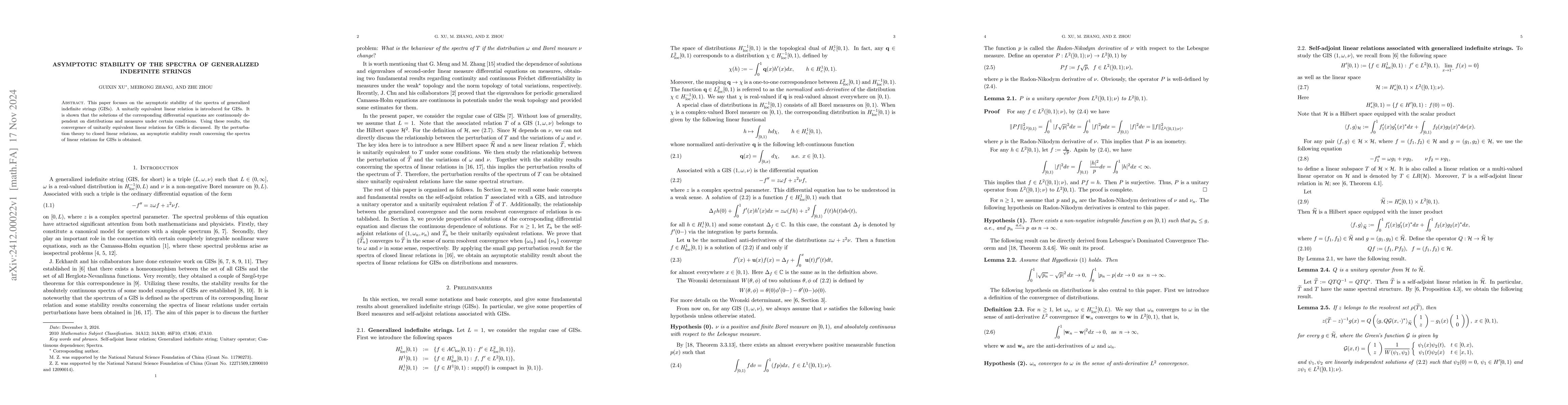 Thumbnail for Asymptotic stability of the spectra of generalized indefinite strings