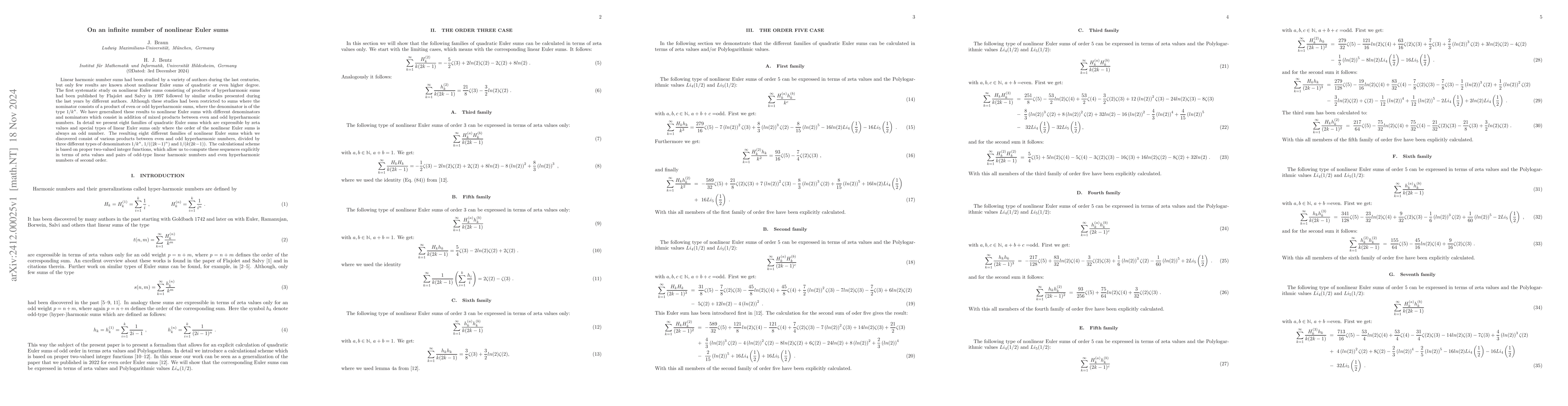 Thumbnail for On an infinite number of nonlinear Euler sums