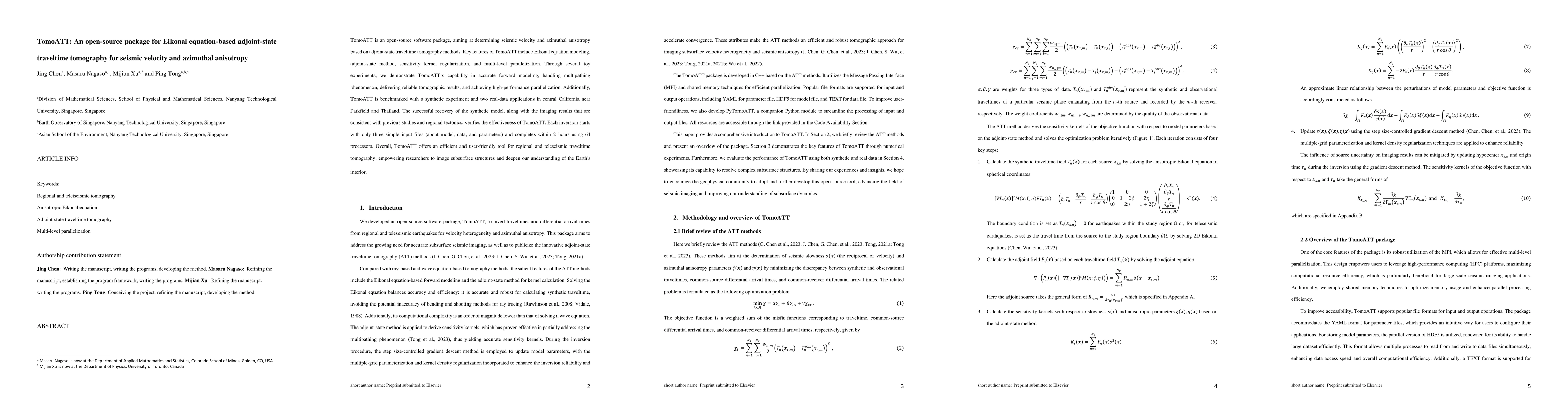 Thumbnail for TomoATT: An open-source package for Eikonal equation-based adjoint-state
  traveltime tomography for seismic velocity and azimuthal anisotropy
