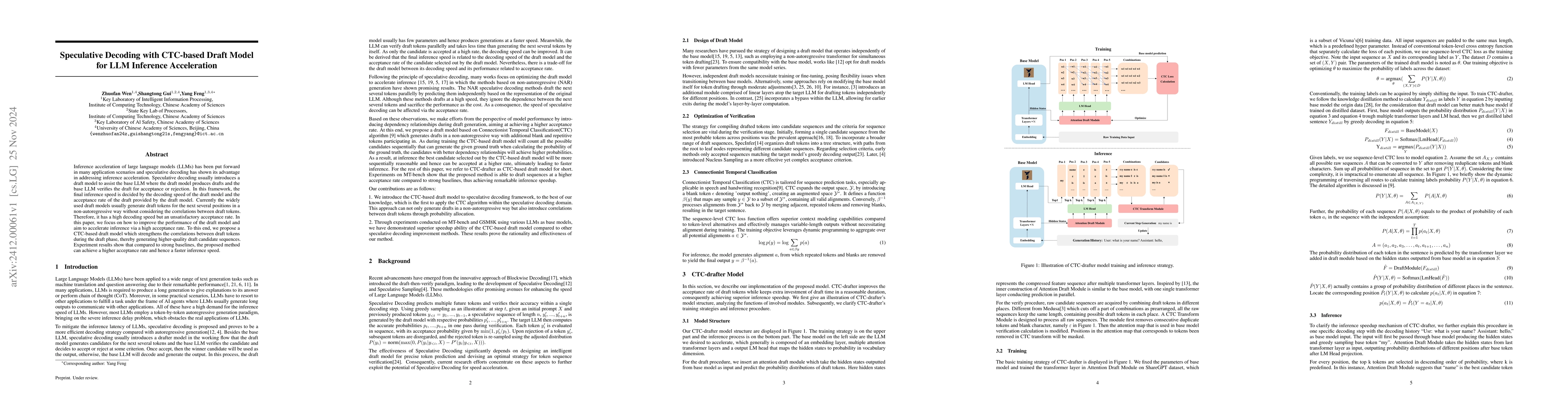 Thumbnail for Speculative Decoding with CTC-based Draft Model for LLM Inference
  Acceleration