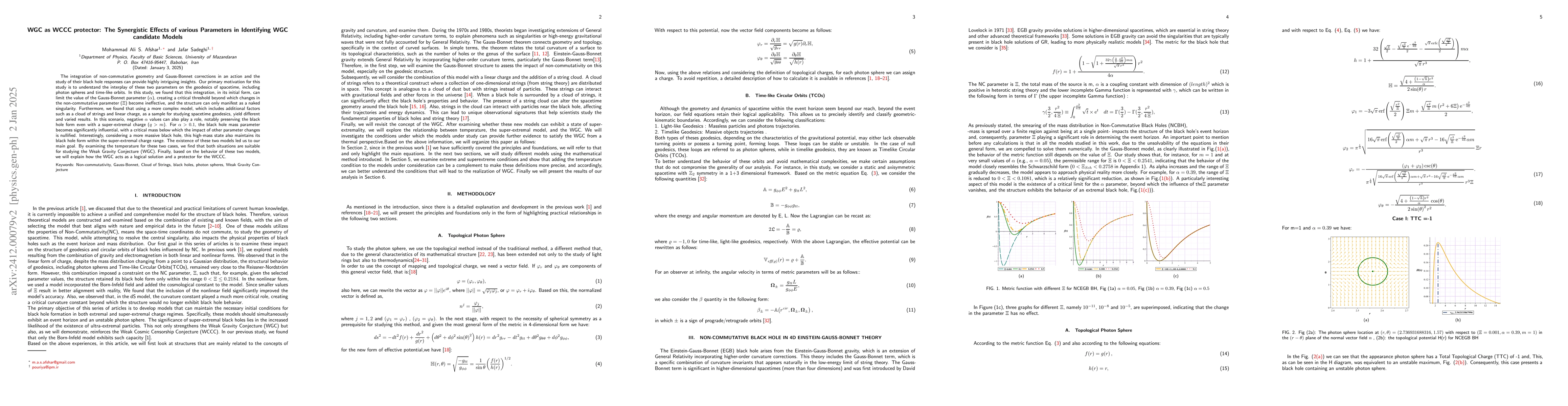 Thumbnail for Black Hole Orbit Classification: The Synergistic Effects of Cloud
  Strings, Gauss-Bonnet Terms, and Non-Commutative Parameters in Identifying
  WGC candidate Models: WGC as WCCC protector