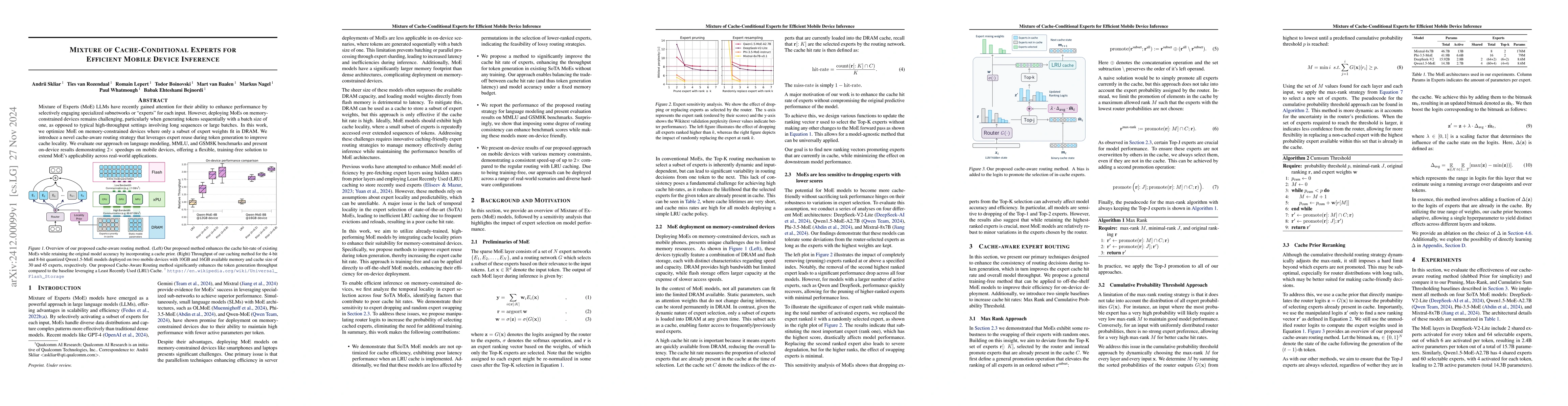 Thumbnail for Mixture of Cache-Conditional Experts for Efficient Mobile Device
  Inference