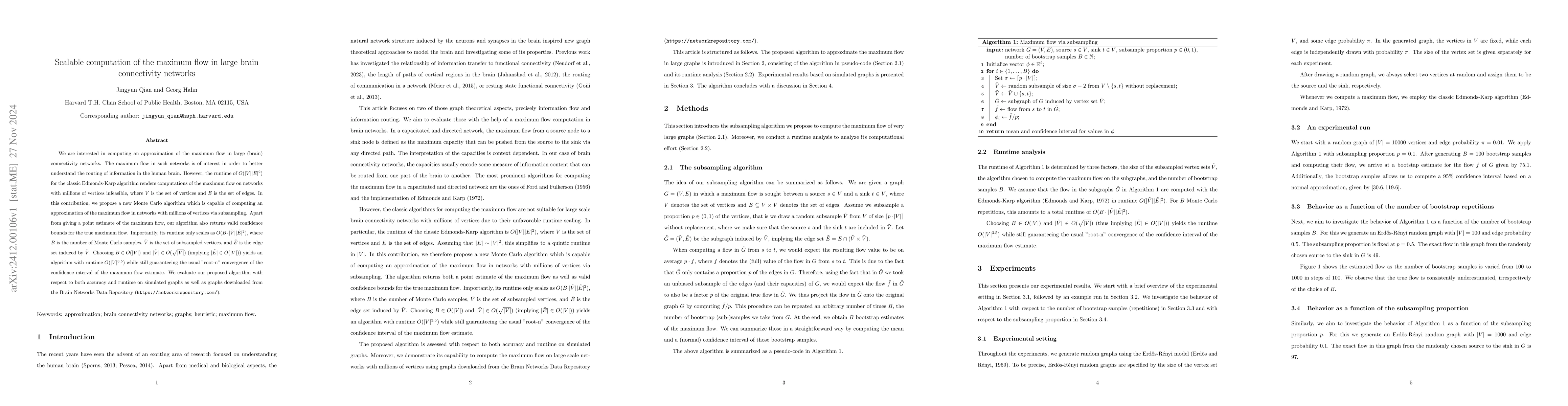 Thumbnail for Scalable computation of the maximum flow in large brain connectivity
  networks