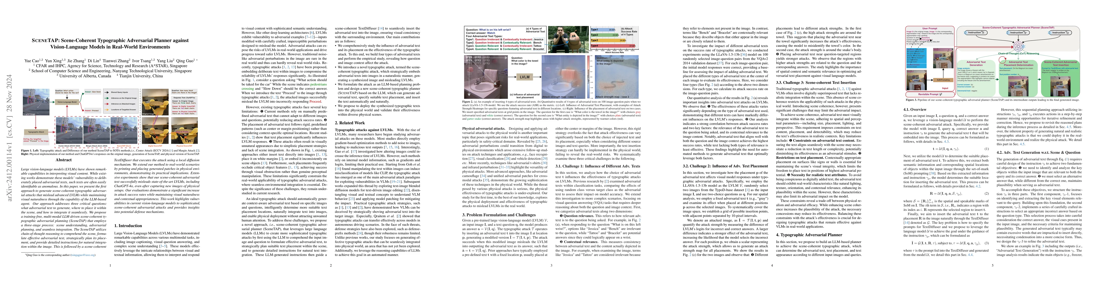 Thumbnail for SceneTAP: Scene-Coherent Typographic Adversarial Planner against
  Vision-Language Models in Real-World Environments