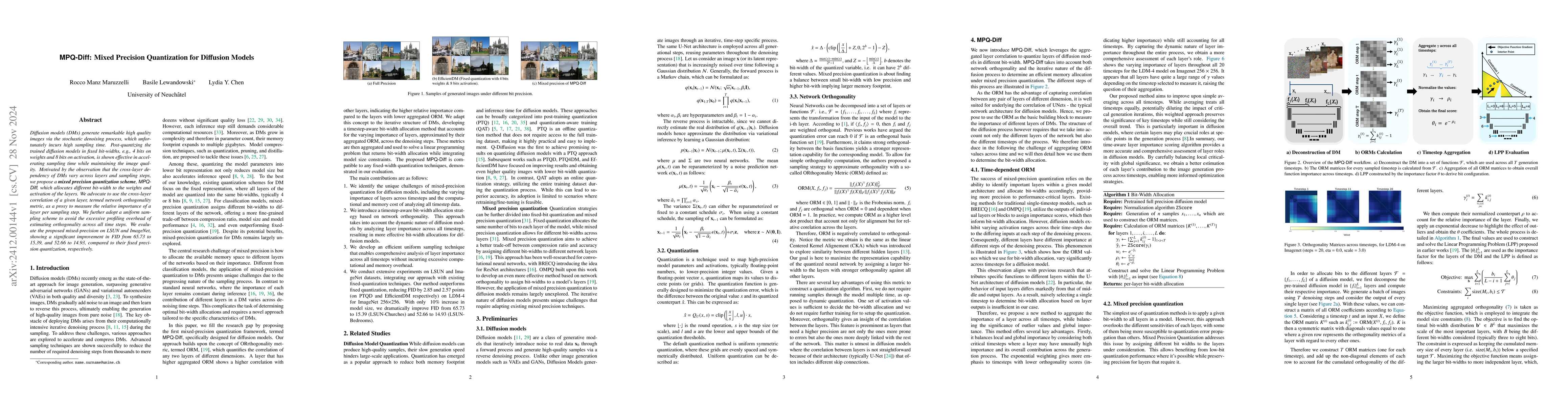 Thumbnail for MPQ-Diff: Mixed Precision Quantization for Diffusion Models