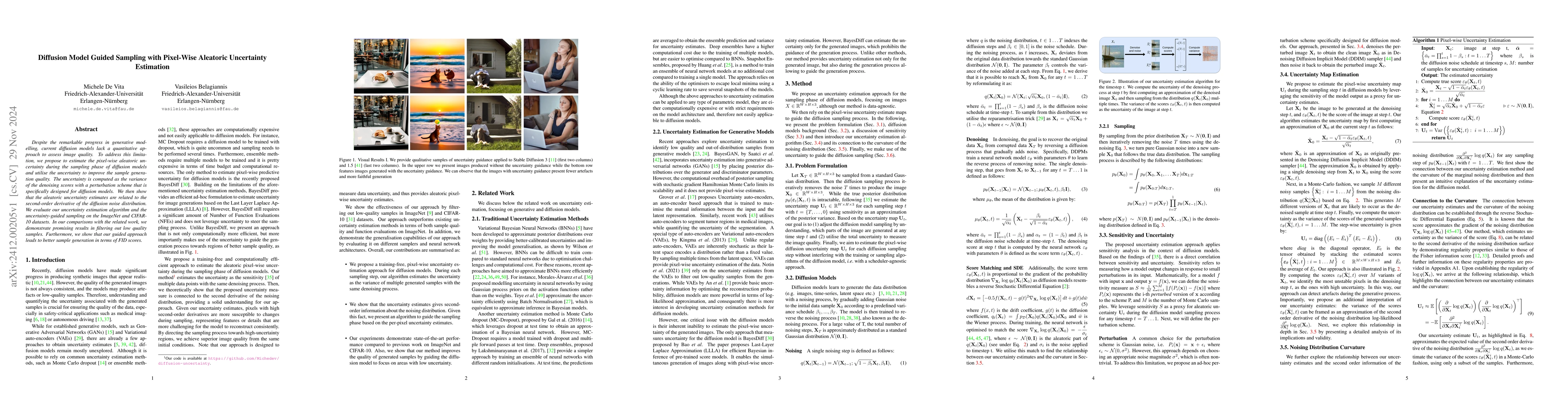 Thumbnail for Diffusion Model Guided Sampling with Pixel-Wise Aleatoric Uncertainty
  Estimation