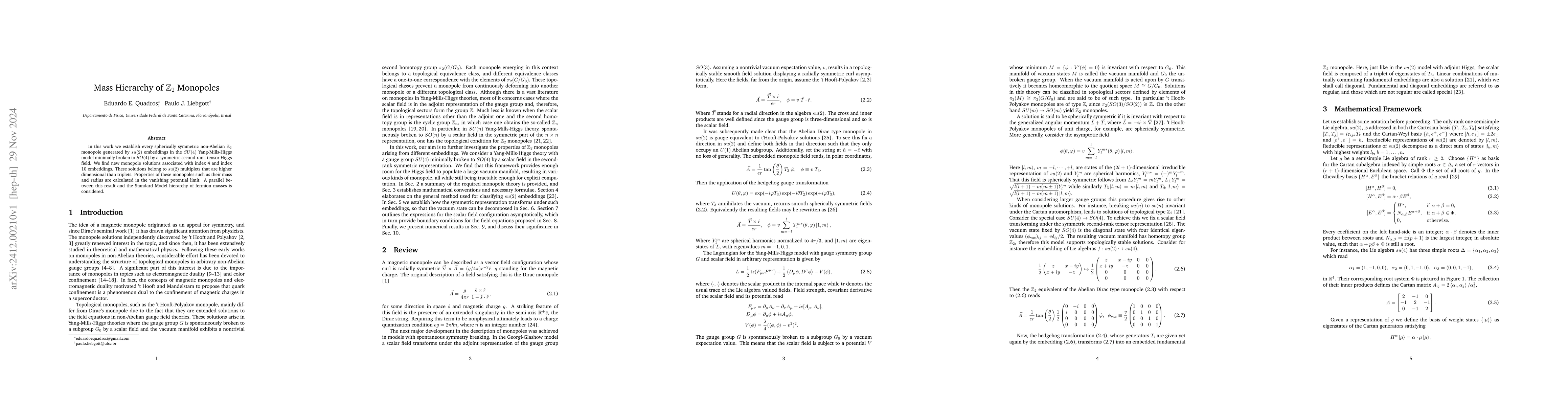 Thumbnail for Mass Hierarchy of Z(2) Monopoles