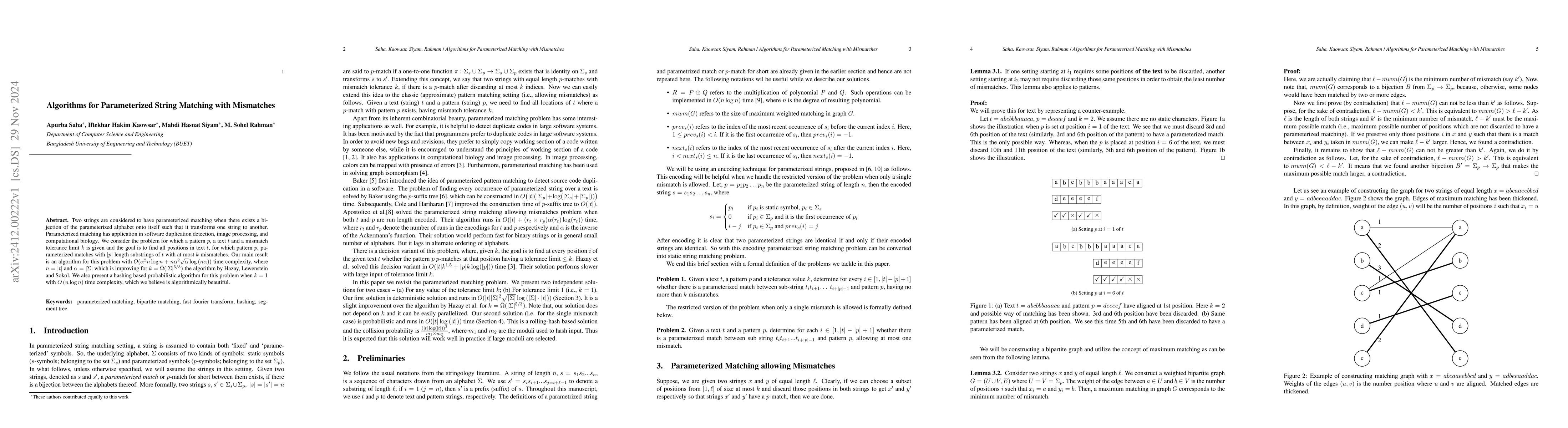 Thumbnail for Algorithms for Parameterized String Matching with Mismatches