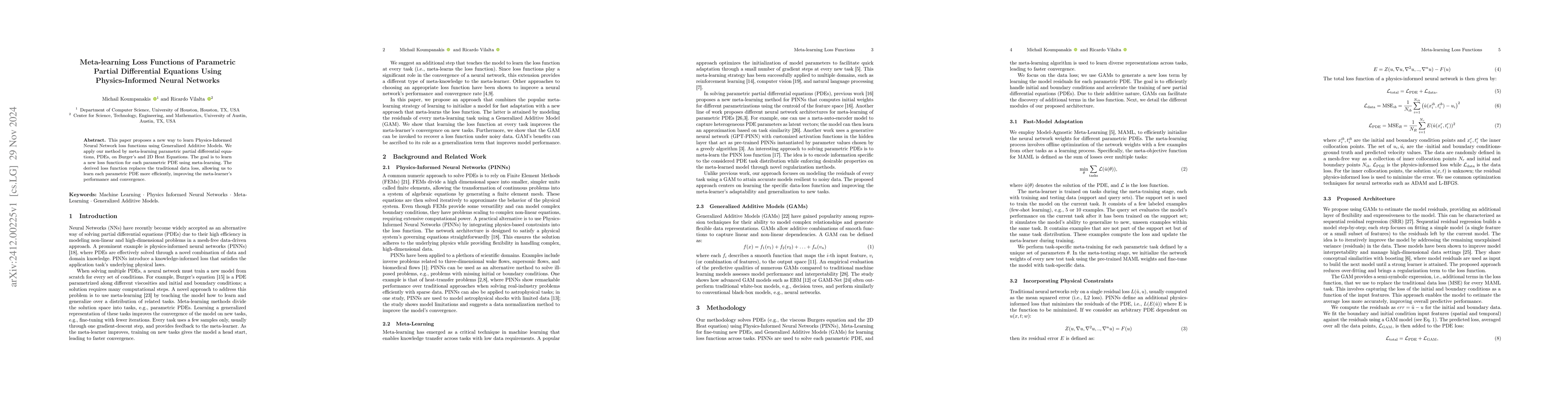 Thumbnail for Meta-learning Loss Functions of Parametric Partial Differential
  Equations Using Physics-Informed Neural Networks