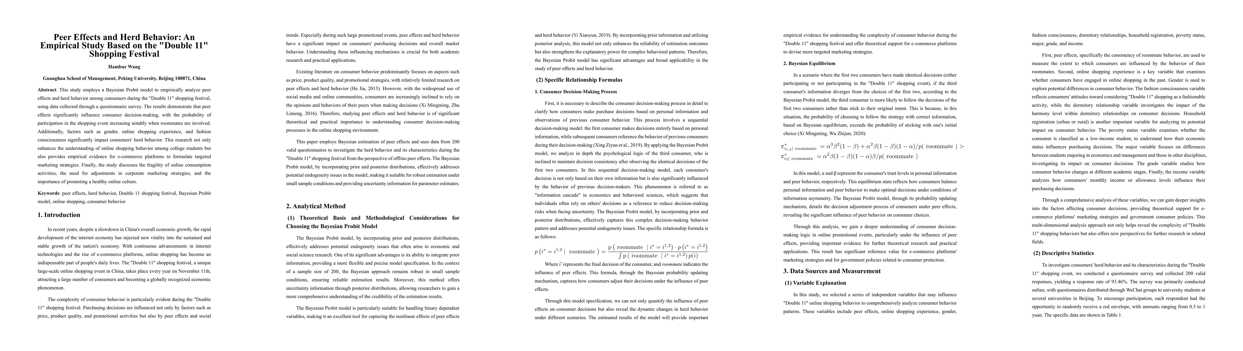 Thumbnail for Peer Effects and Herd Behavior: An Empirical Study Based on the "Double
  11" Shopping Festival