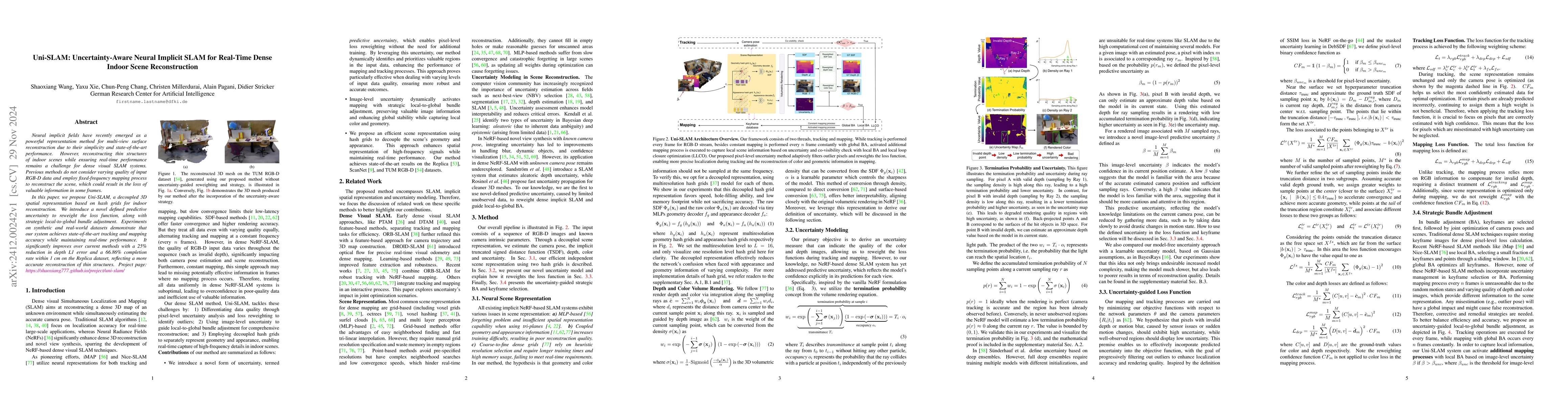 Thumbnail for Uni-SLAM: Uncertainty-Aware Neural Implicit SLAM for Real-Time Dense
  Indoor Scene Reconstruction