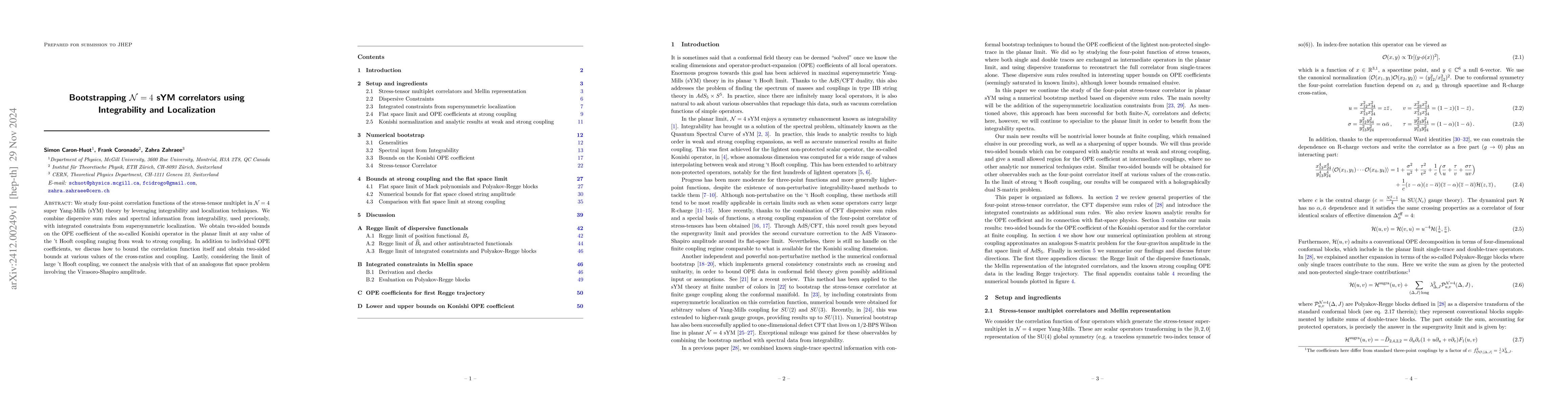 Thumbnail for Bootstrapping $\mathcal{N} = 4$ sYM correlators using Integrability and
  Localization