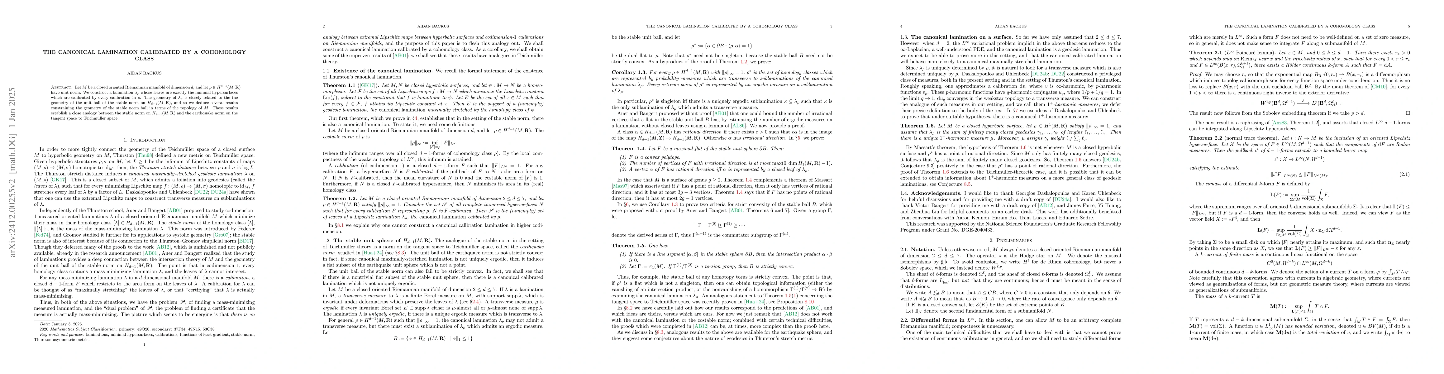 Thumbnail for The canonical lamination calibrated by a cohomology class
