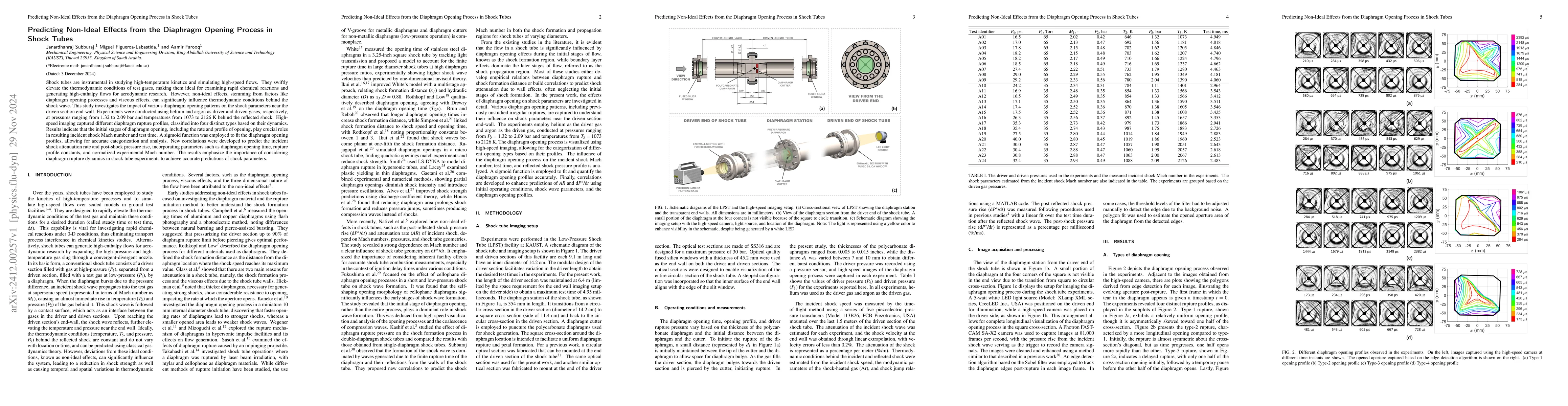 Thumbnail for Predicting Non-Ideal Effects from the Diaphragm Opening Process in Shock
  Tubes