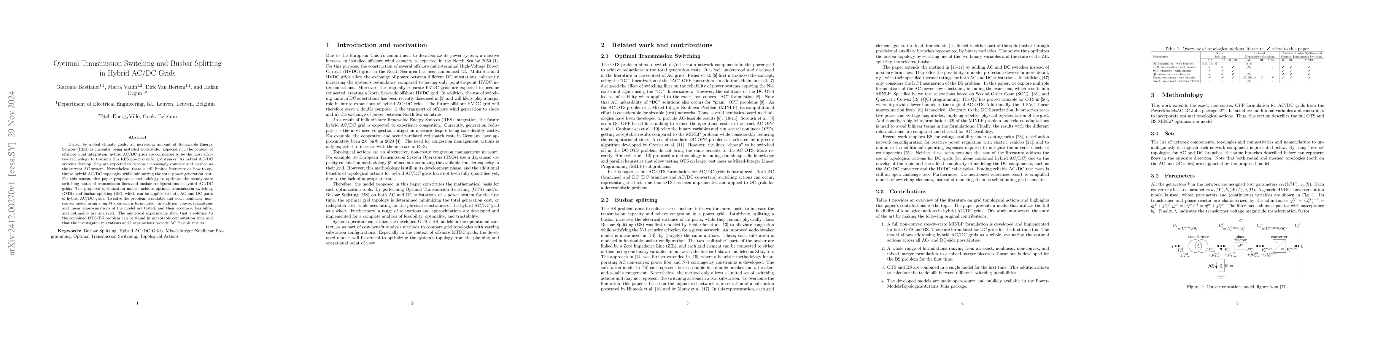 Thumbnail for Optimal Transmission Switching and Busbar Splitting in Hybrid AC/DC
  Grids