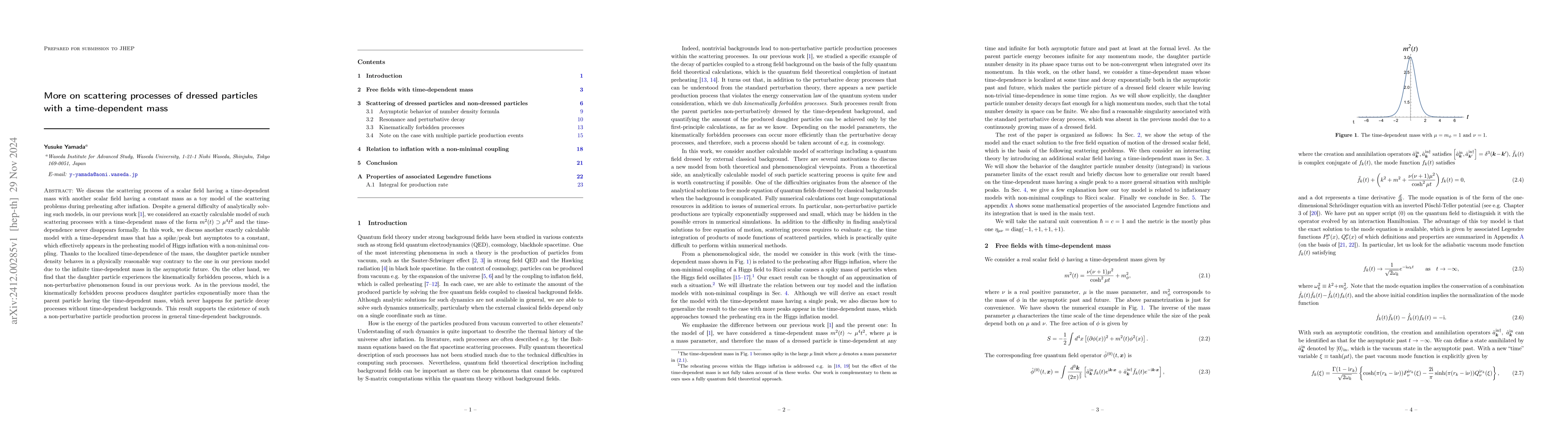 Thumbnail for More on scattering processes of dressed particles with a time-dependent
  mass