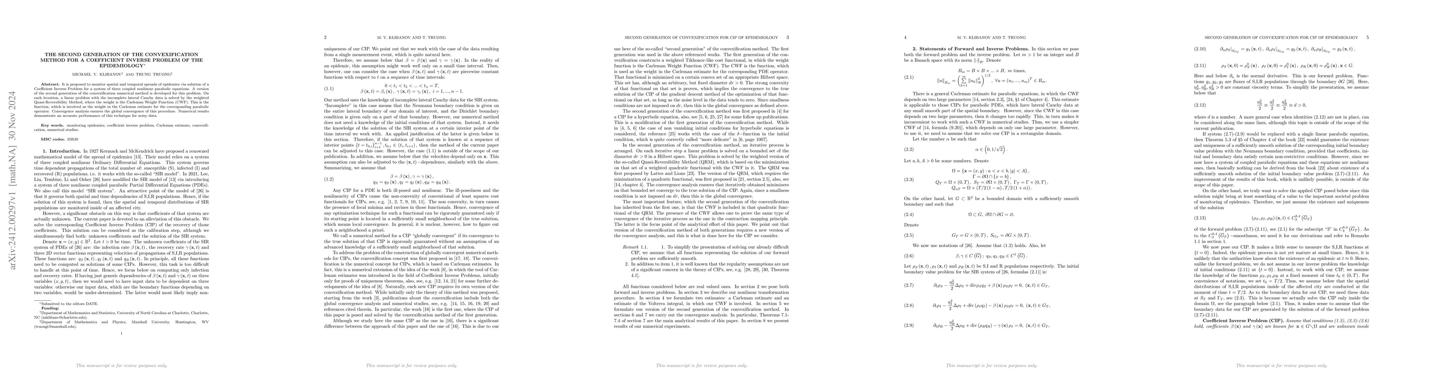 Thumbnail for The Second Generation of the Convexification Method for a Coefficient
  Inverse Problem of the Epidemiology