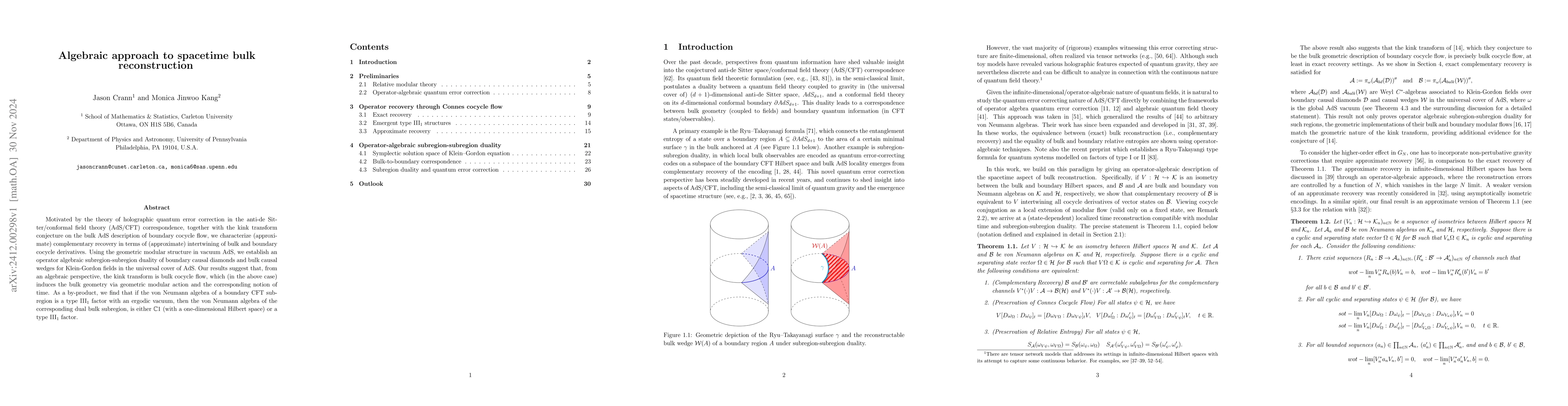 Thumbnail for Algebraic approach to spacetime bulk reconstruction