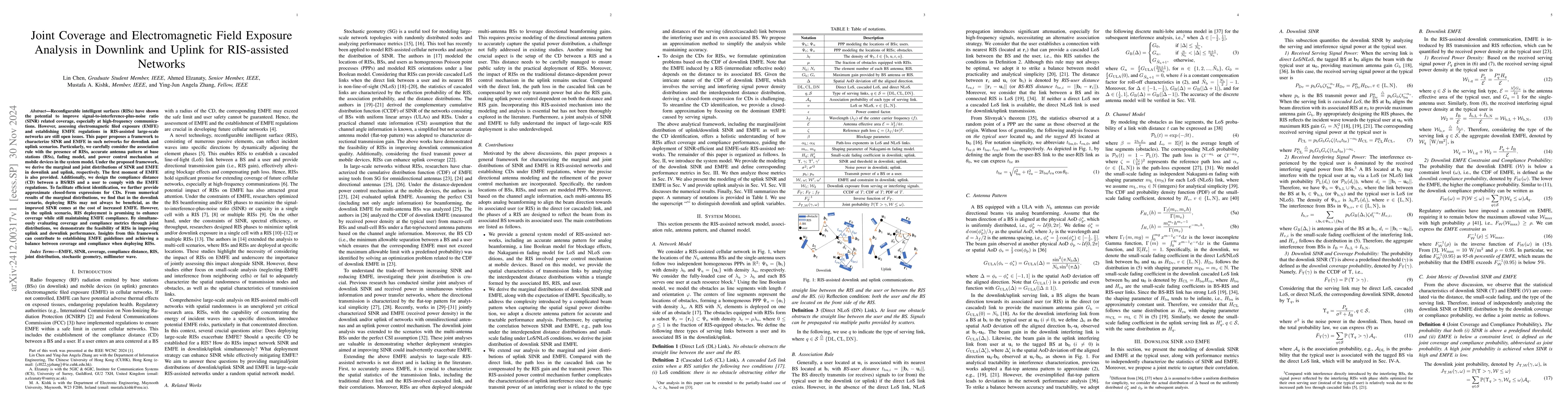 Thumbnail for Joint Coverage and Electromagnetic Field Exposure Analysis in Downlink
  and Uplink for RIS-assisted Networks