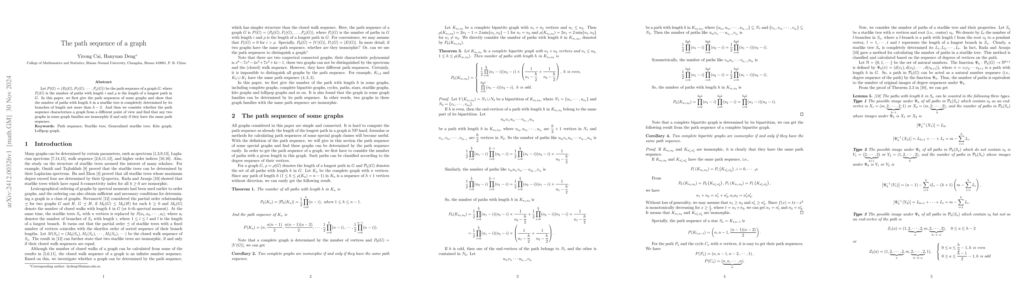 Thumbnail for The path sequence of a graph
