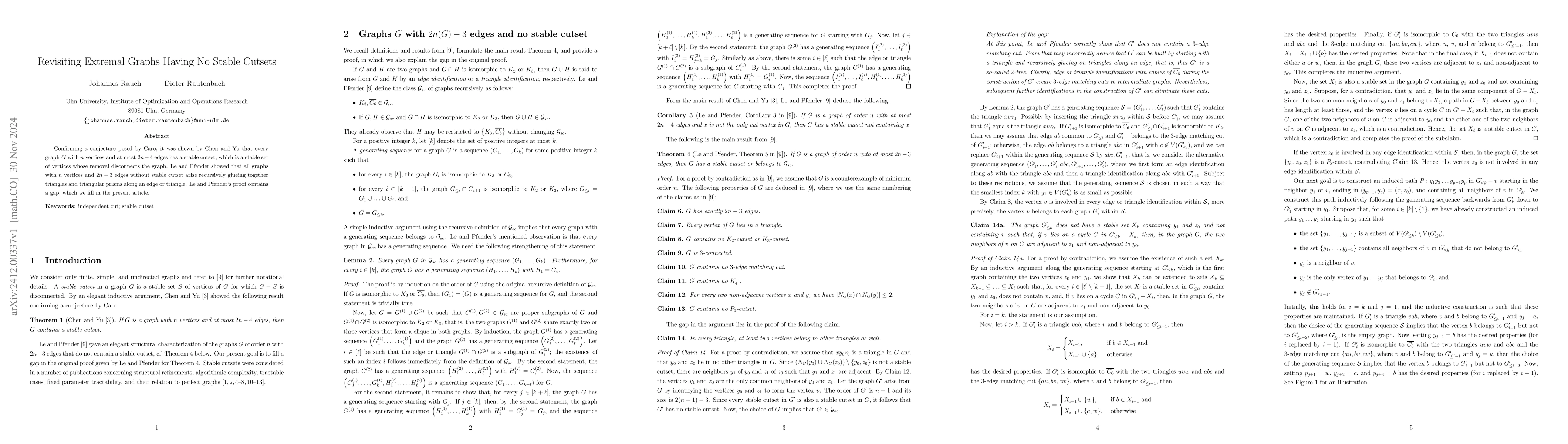 Thumbnail for Revisiting Extremal Graphs Having No Stable Cutsets