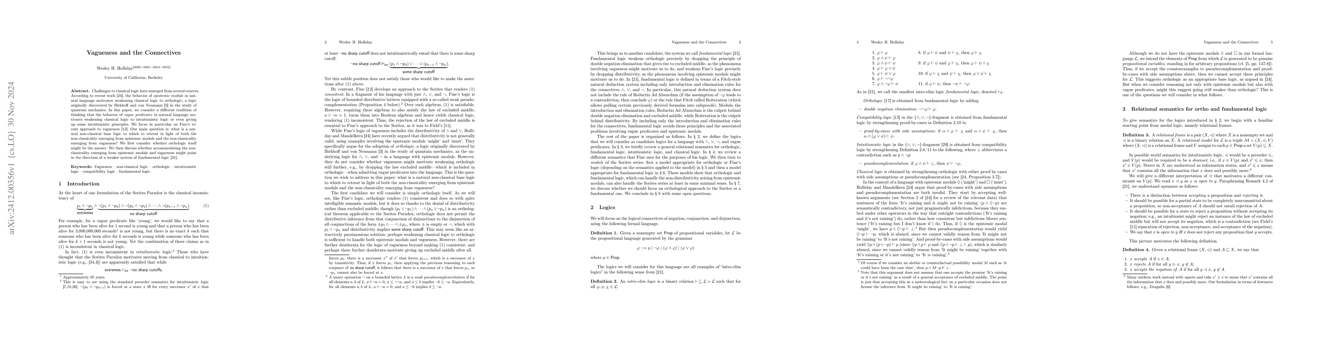 Thumbnail for Vagueness and the Connectives