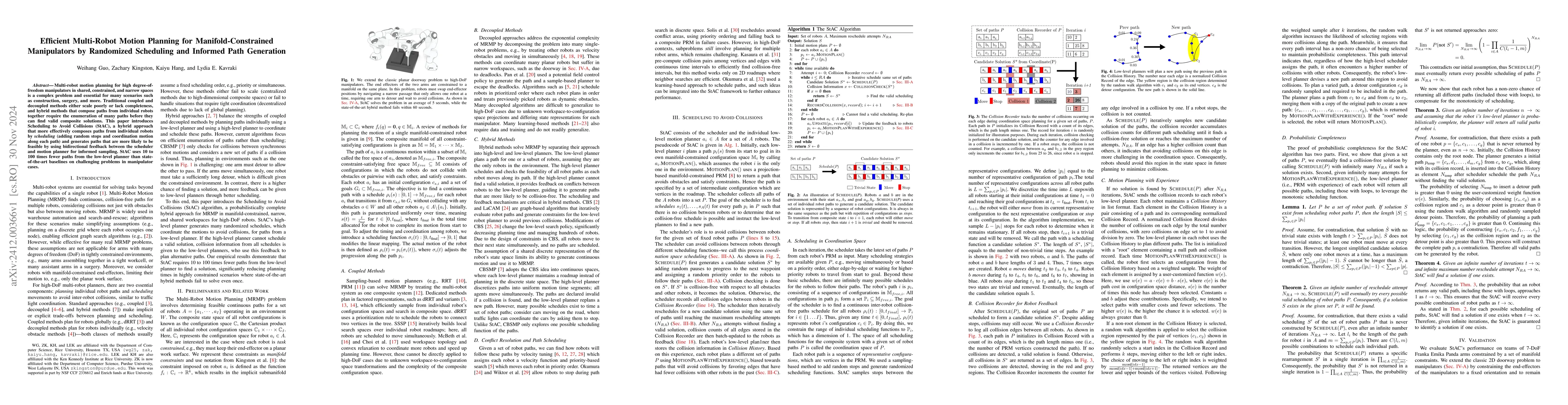 Thumbnail for Efficient Multi-Robot Motion Planning for Manifold-Constrained
  Manipulators by Randomized Scheduling and Informed Path Generation