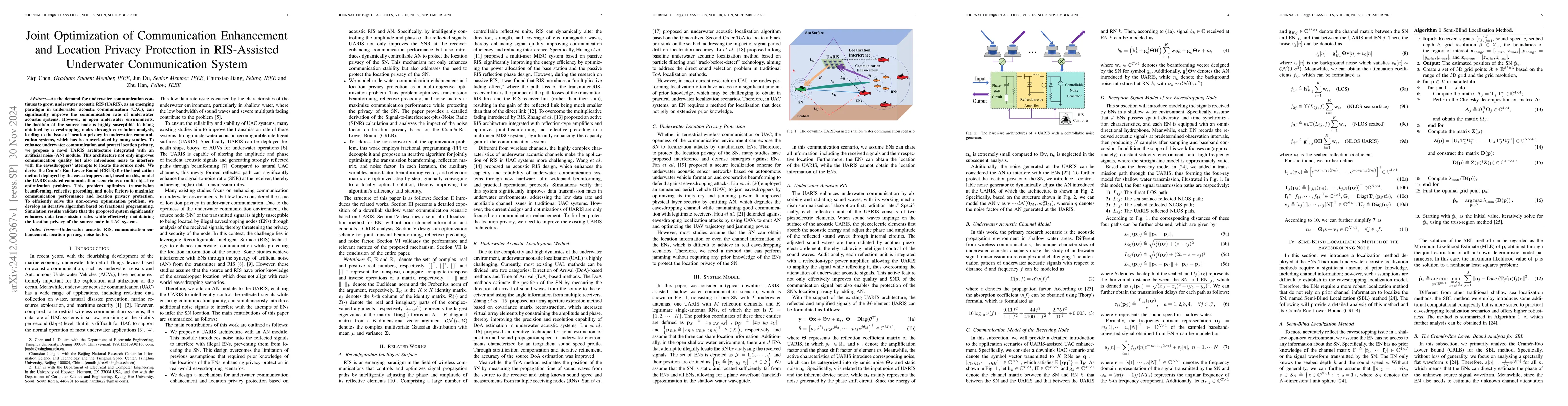 Thumbnail for Joint Optimization of Communication Enhancement and Location Privacy
  Protection in RIS-Assisted Underwater Communication System