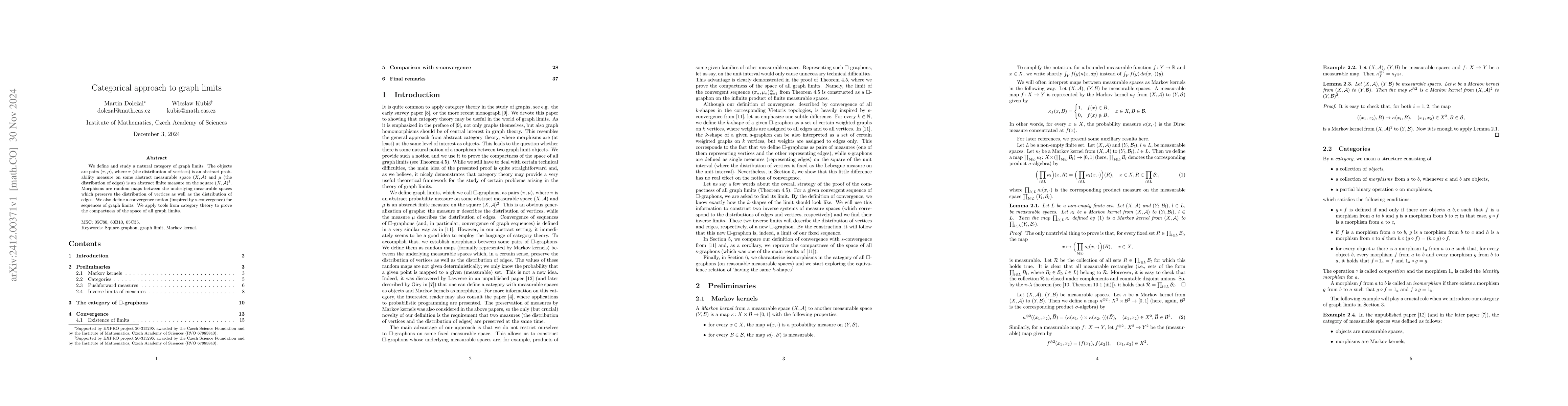 Thumbnail for Categorical approach to graph limits
