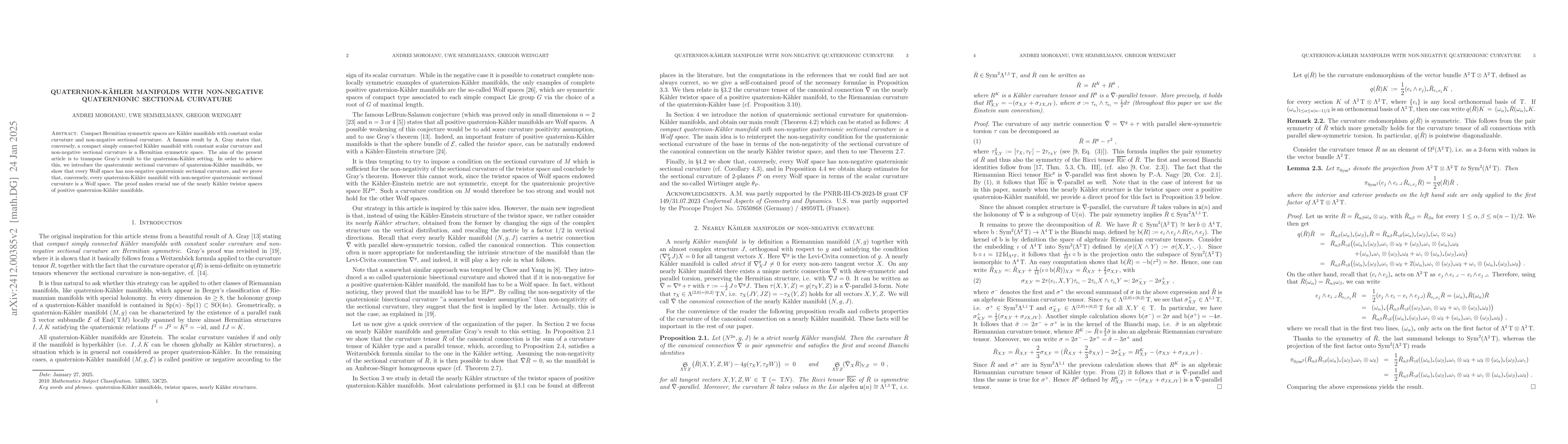 Thumbnail for Quaternion-Kähler manifolds with non-negative quaternionic sectional
  curvature