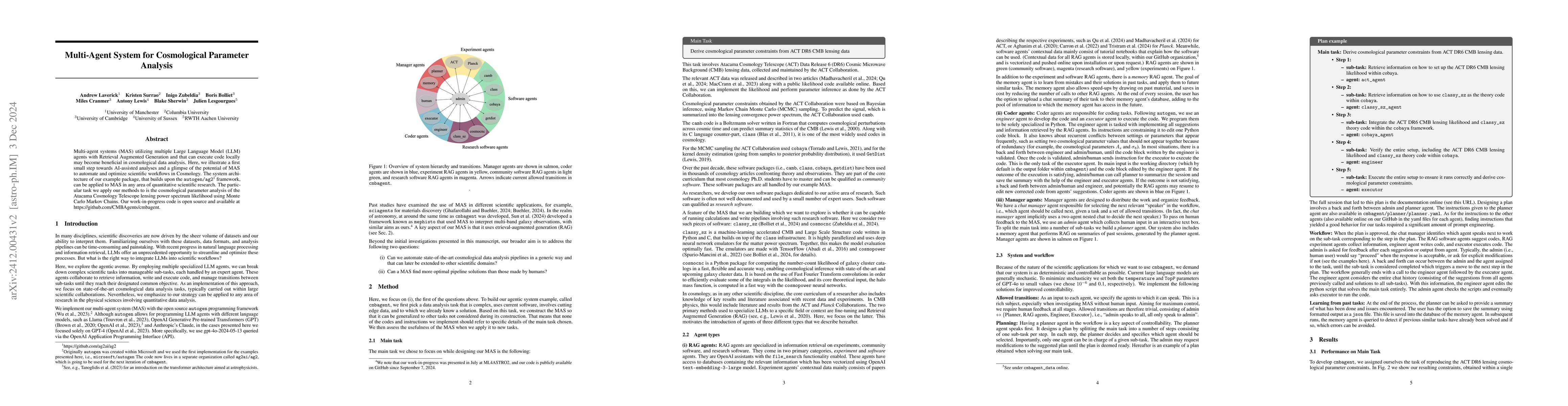 Thumbnail for Multi-Agent System for Cosmological Parameter Analysis