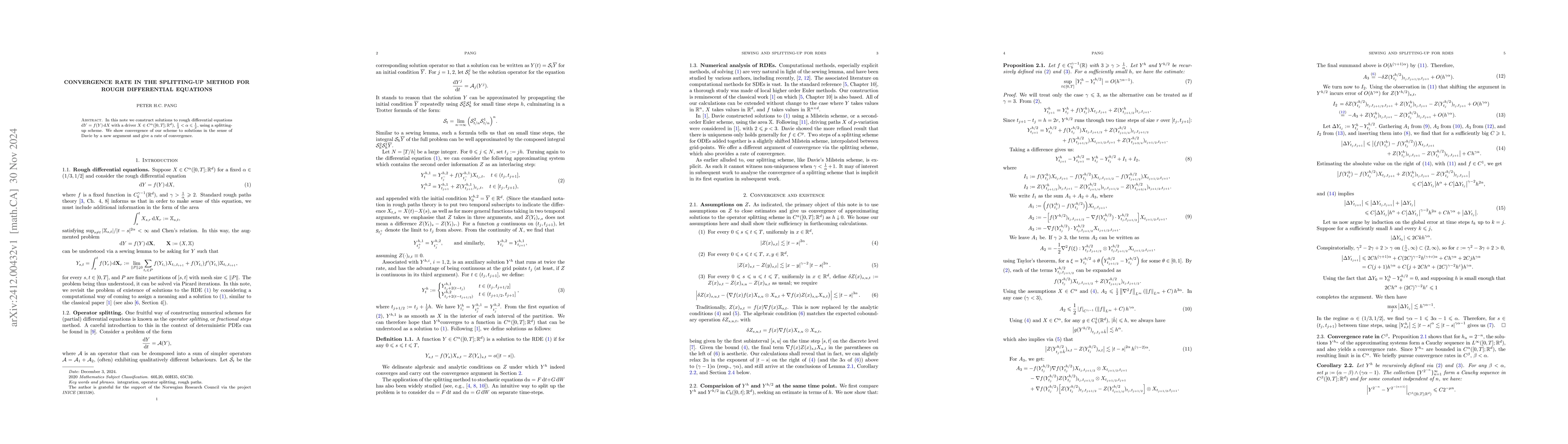Thumbnail for Convergence rate in the splitting-up method for rough differential
  equations