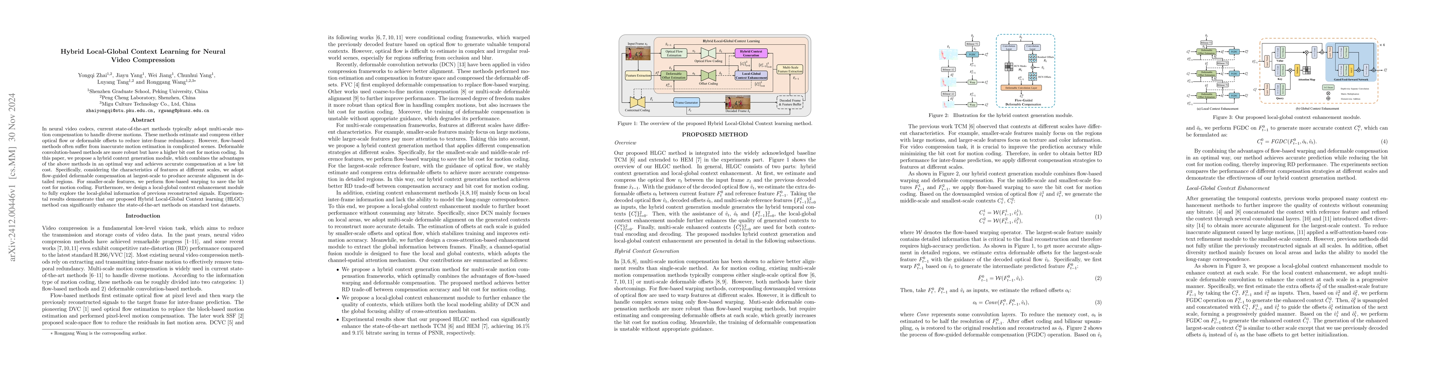 Thumbnail for Hybrid Local-Global Context Learning for Neural Video Compression