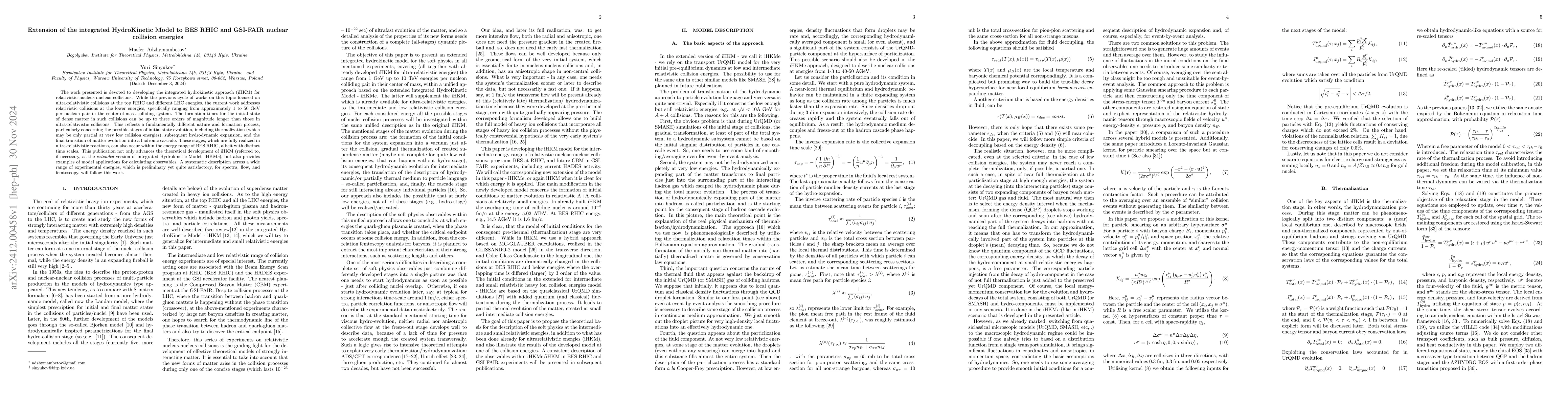 Thumbnail for Extension of the integrated HydroKinetic Model to BES RHIC and GSI-FAIR
  nuclear collision energies