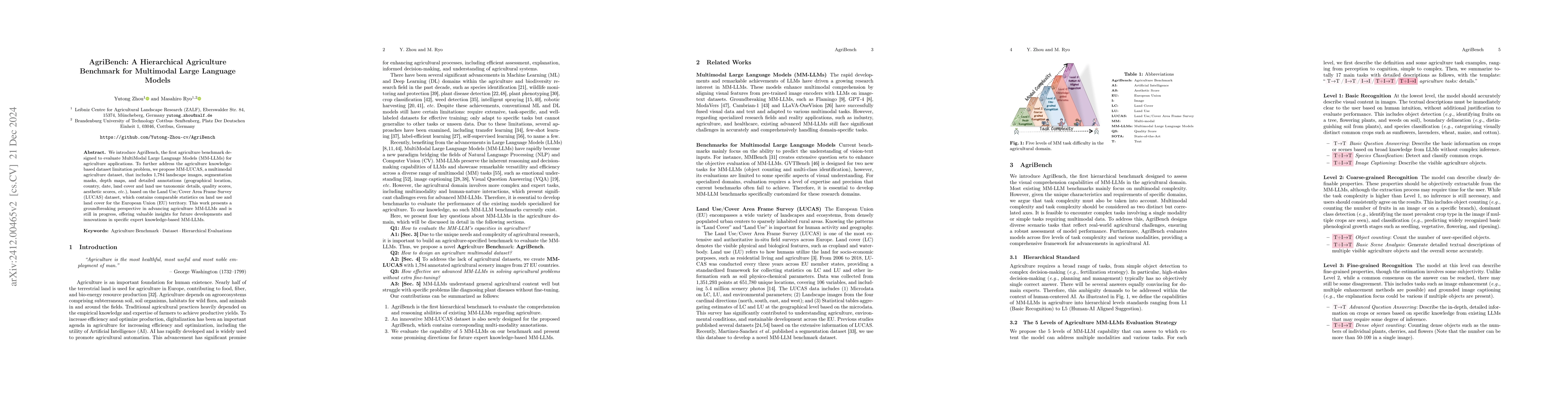 Thumbnail for AgriBench: A Hierarchical Agriculture Benchmark for Multimodal Large
  Language Models