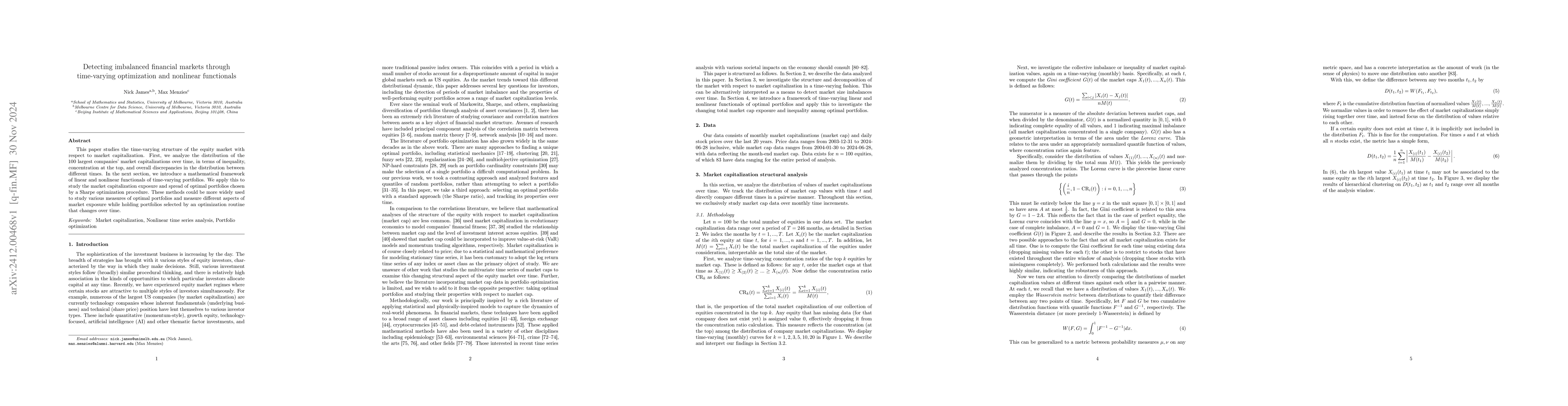 Thumbnail for Detecting imbalanced financial markets through time-varying optimization
  and nonlinear functionals