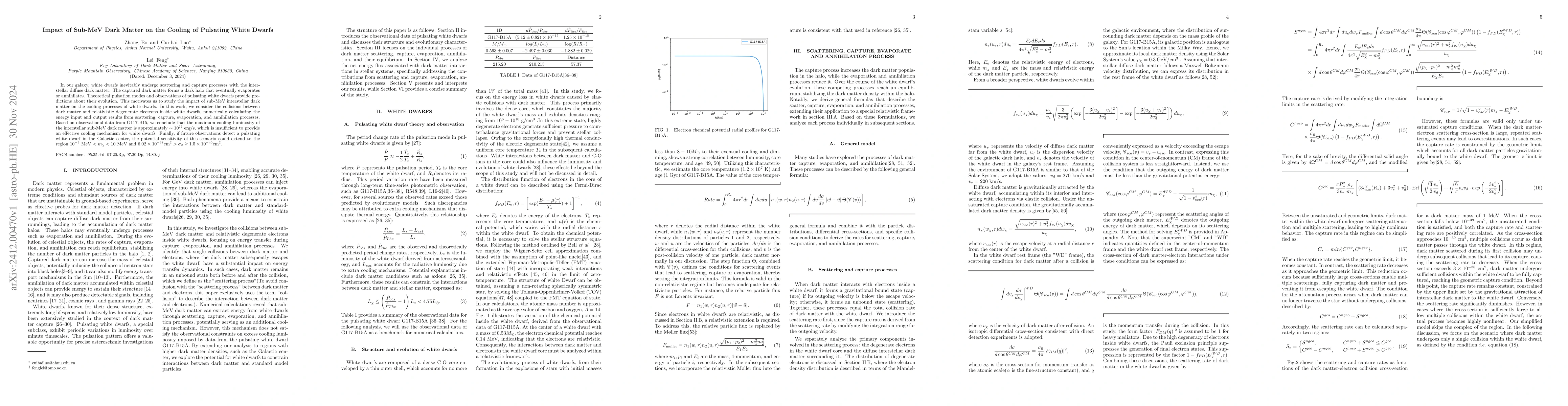 Thumbnail for Impact of Sub-MeV Dark Matter on the Cooling of Pulsating White Dwarfs