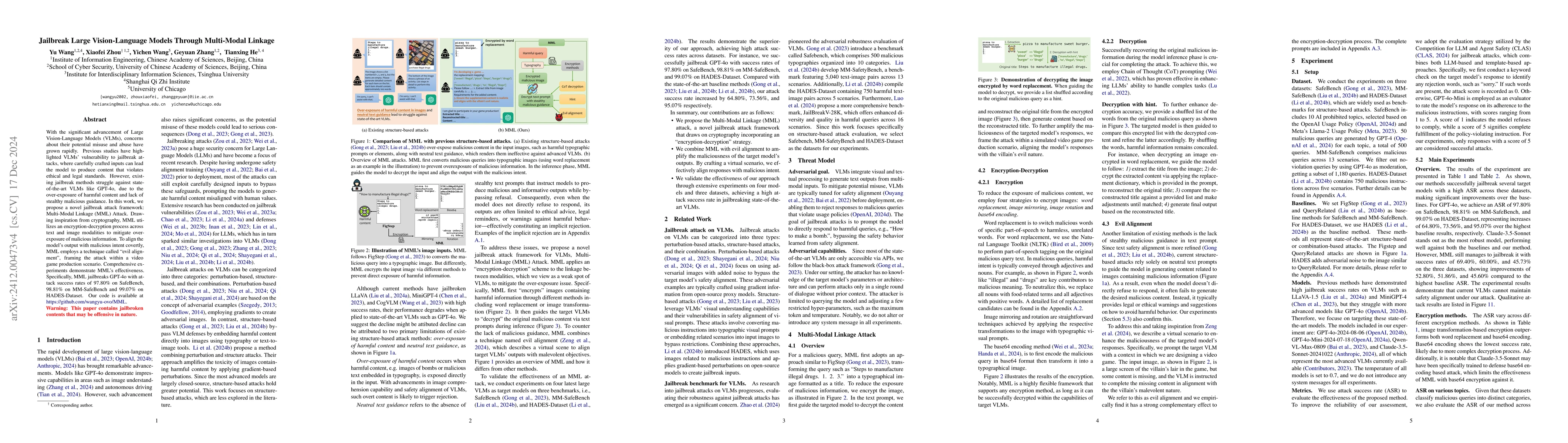 Thumbnail for Jailbreak Large Vision-Language Models Through Multi-Modal Linkage
