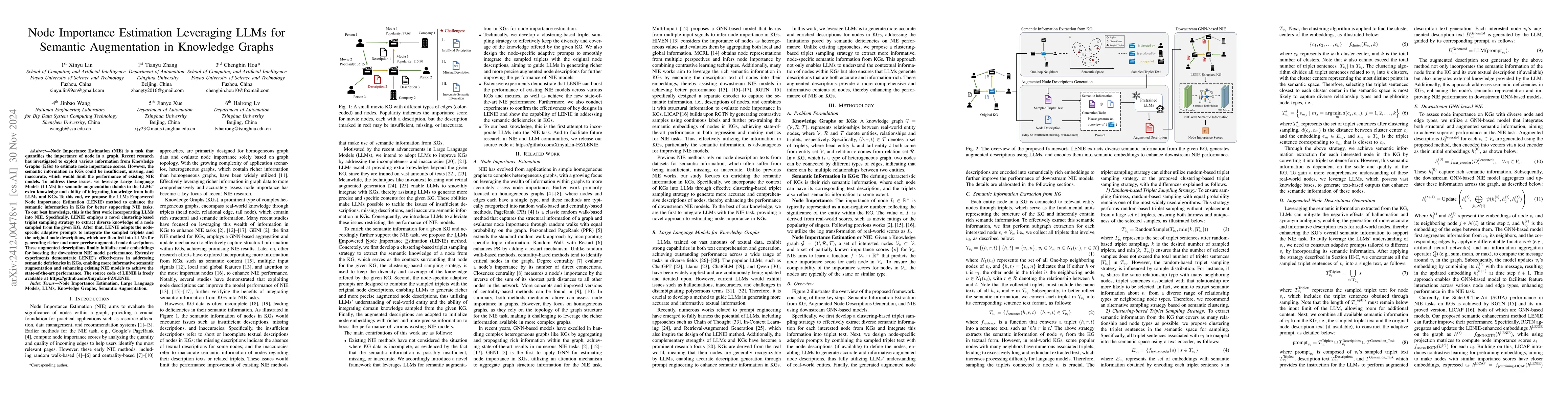 Thumbnail for Node Importance Estimation Leveraging LLMs for Semantic Augmentation in
  Knowledge Graphs