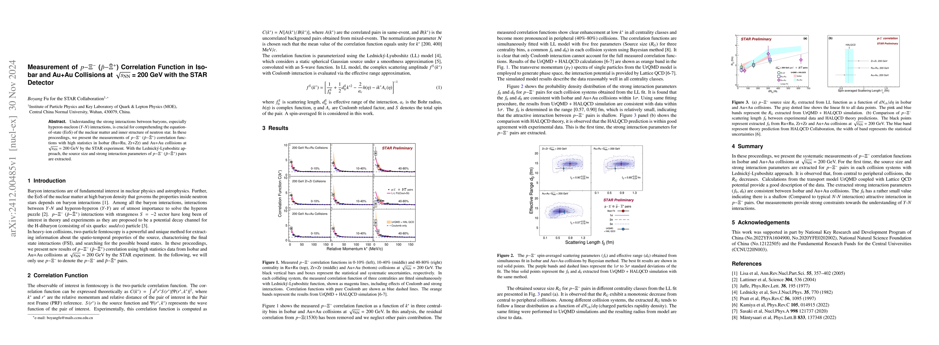 Thumbnail for Measurement of $p$-$Ξ^{-}$ ($\bar{p}$-$\barΞ^{+}$) Correlation
  Function in Isobar and Au+Au Collisions at $\sqrt{s_{\mathrm{NN}}}$ = 200 GeV
  with the STAR Detector