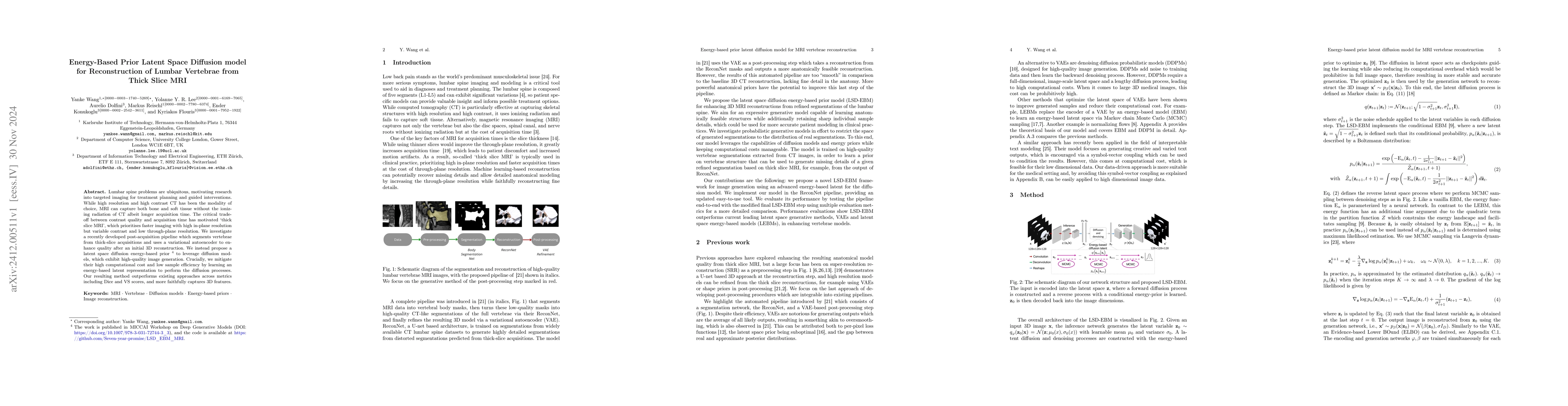 Thumbnail for Energy-Based Prior Latent Space Diffusion model for Reconstruction of
  Lumbar Vertebrae from Thick Slice MRI
