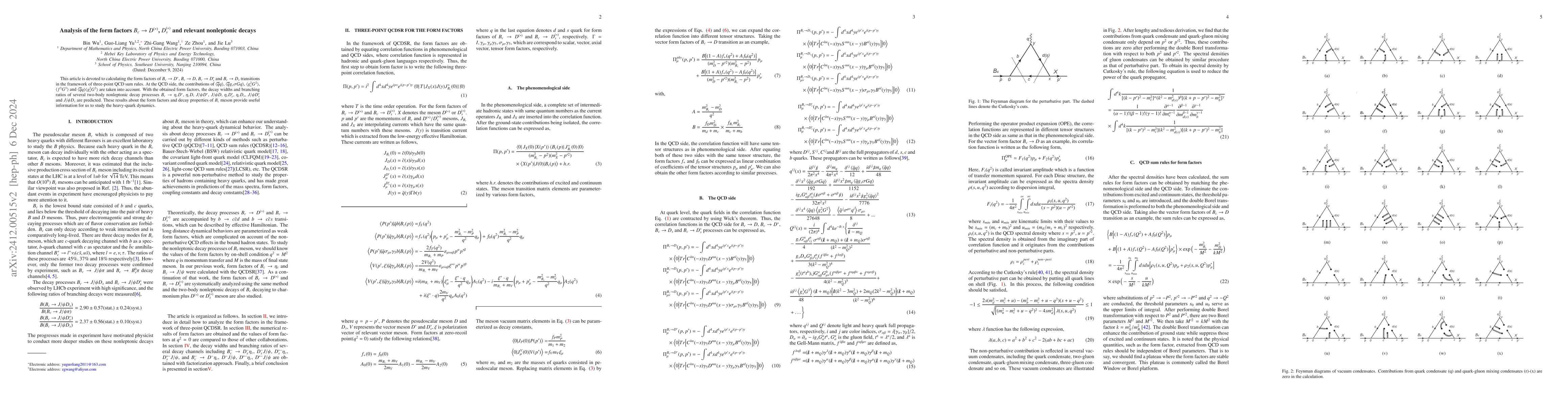 Thumbnail for Analysis of the form factors of $B_c\rightarrow D^{(*)}$, $D_{s}^{(*)}$
  and their nonleptonic decays