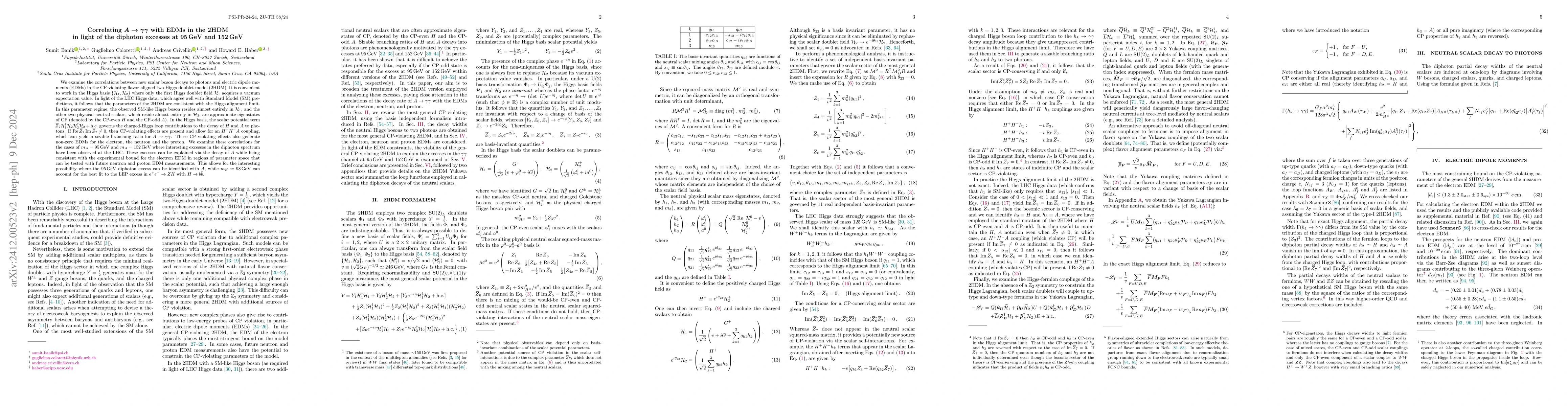 Thumbnail for Correlating $A\to γγ$ with EDMs in the 2HDM in light of the
  diphoton excesses at 95 GeV and 152 GeV