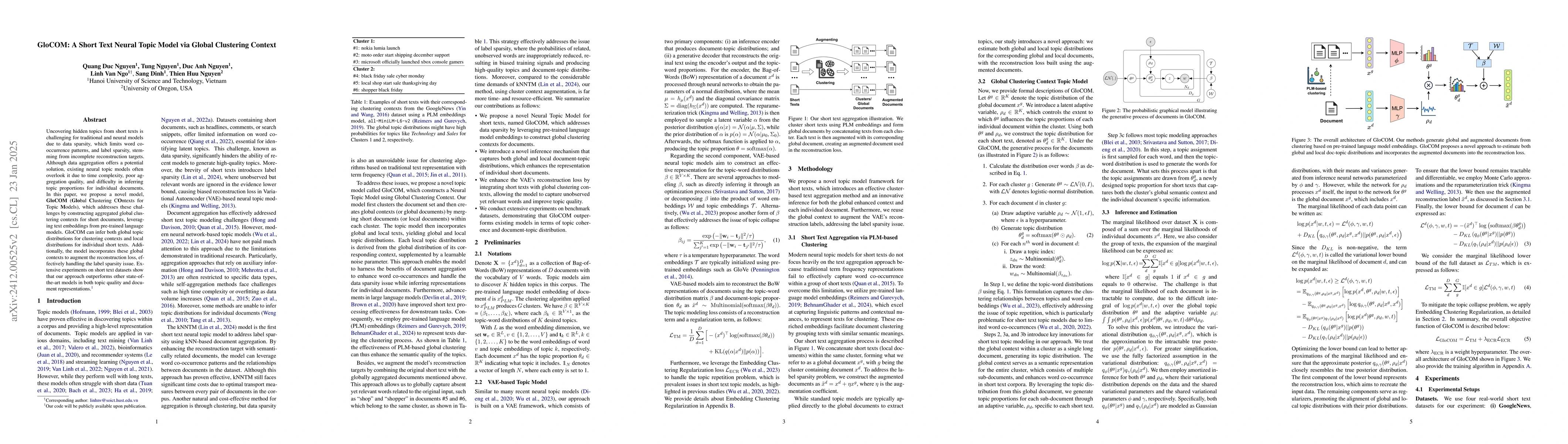 Thumbnail for GloCOM: A Short Text Neural Topic Model via Global Clustering Context