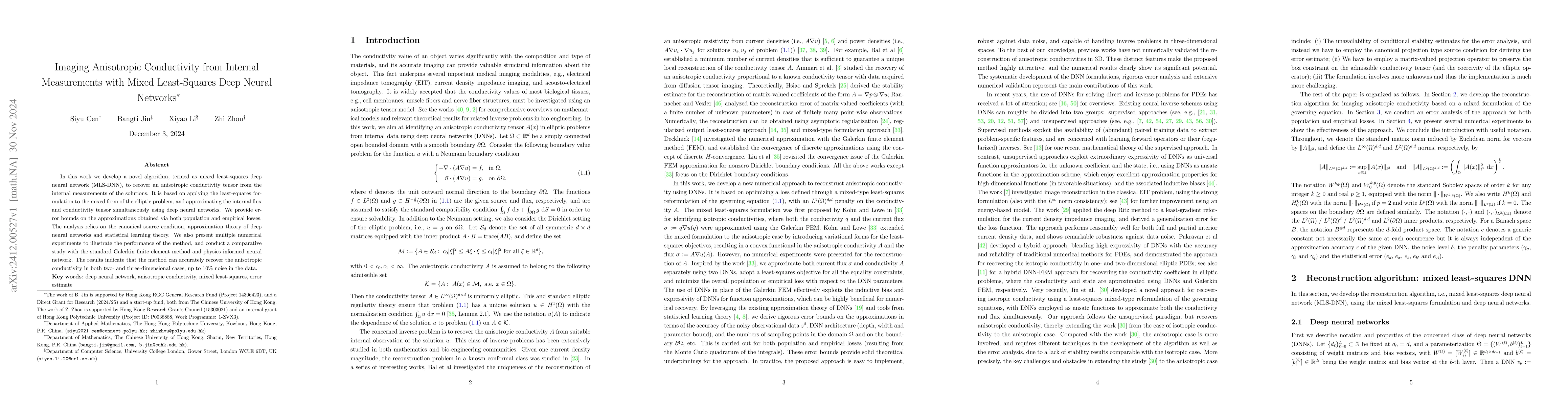 Thumbnail for Imaging Anisotropic Conductivity from Internal Measurements with Mixed
  Least-Squares Deep Neural Networks