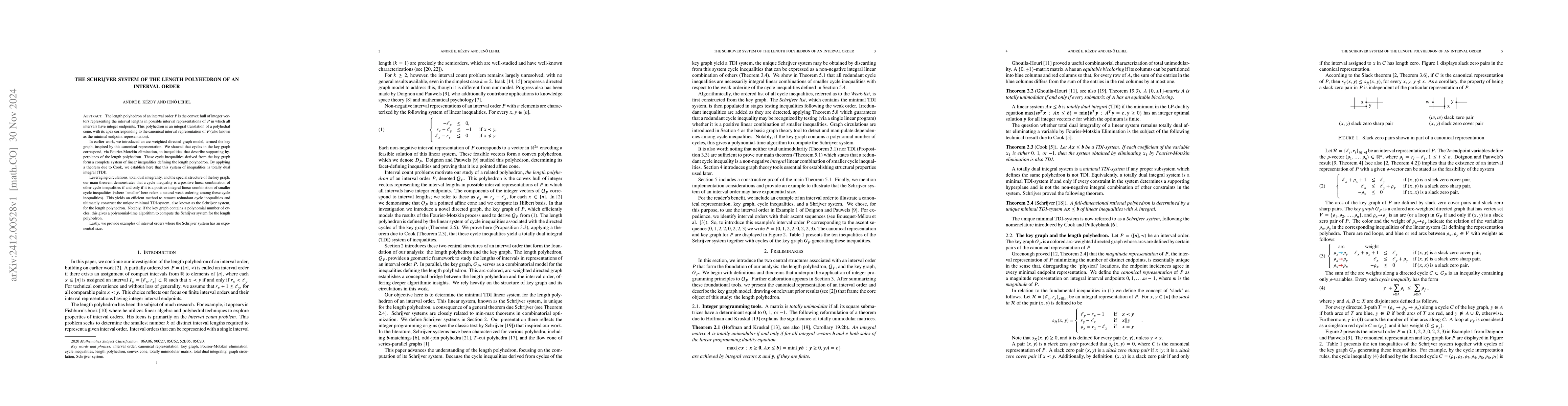 Thumbnail for The Schrijver system of the length polyhedron of an interval order